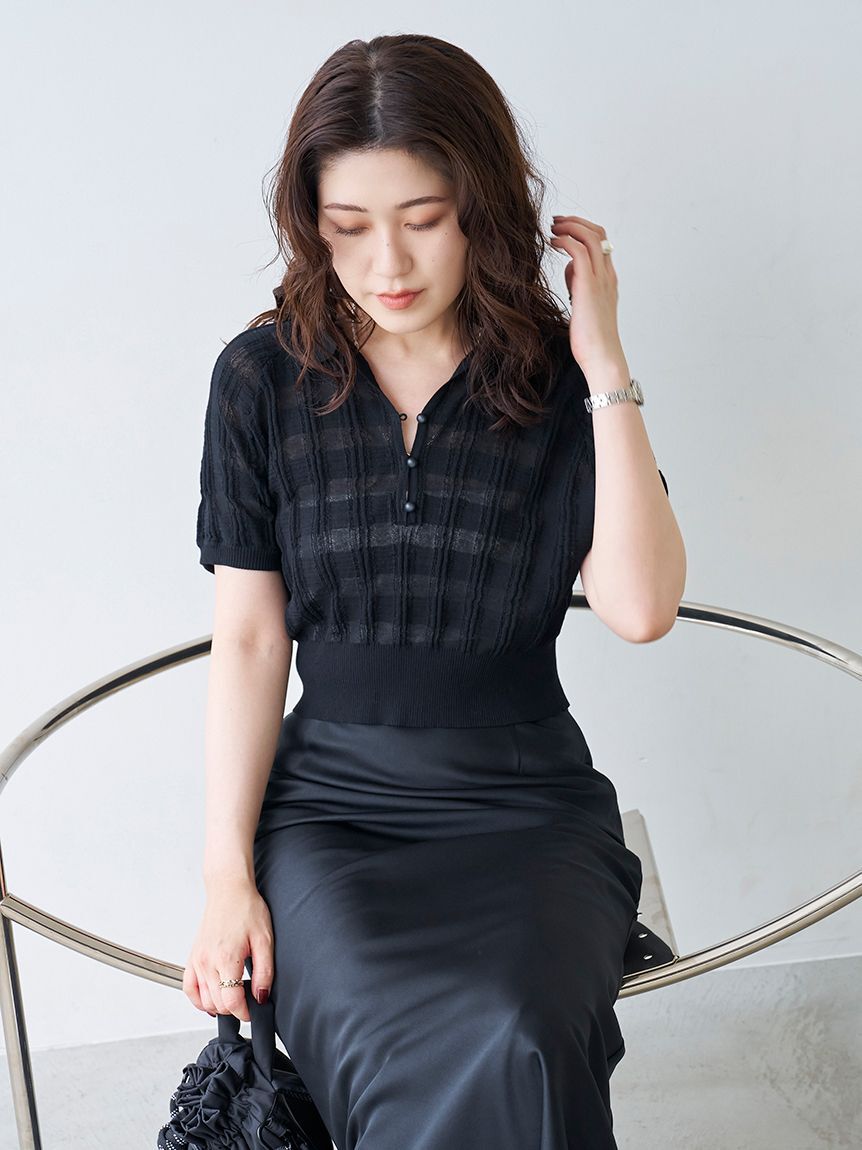 emmi atelier「シアーチェックポロニット」|ニット・セーター|