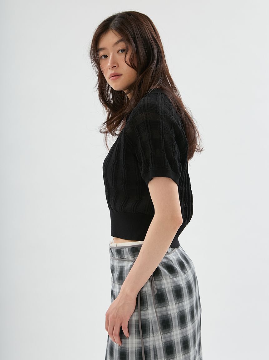 emmi atelier「シアーチェックポロニット」|ニット・セーター|