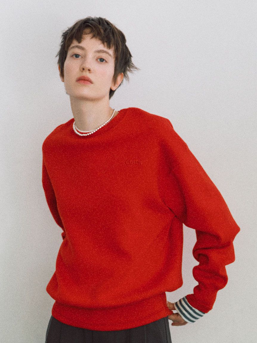 emmi atelier「【ONLINE限定カラーあり】emmiロゴスウェットライクニット」|ニット・セーター|RED