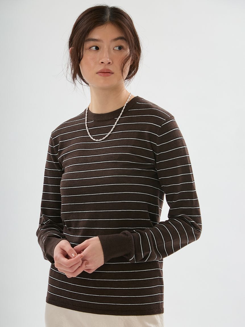 emmi atelier「マルチボーダーロングスリーブニット」|ニット・セーター|BRW