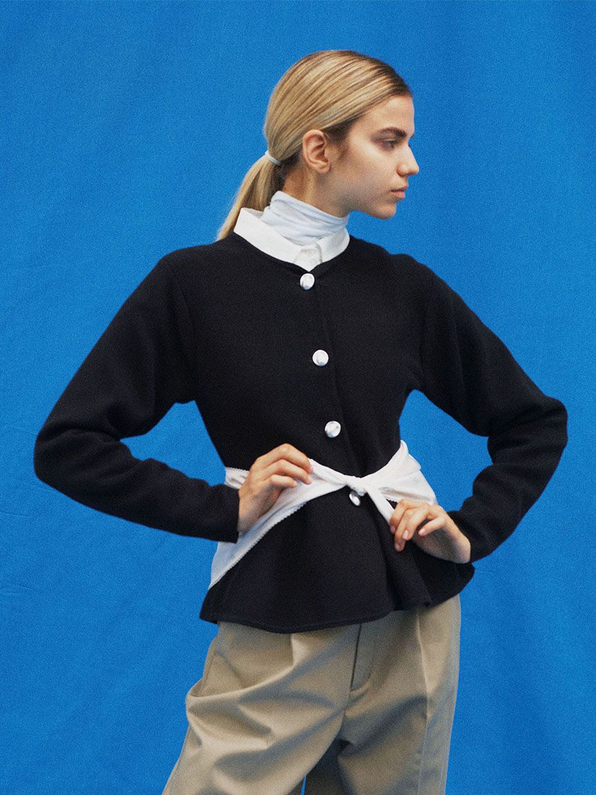 emmi atelier「ペプラムニットカーディガン」|カーディガン|BLK