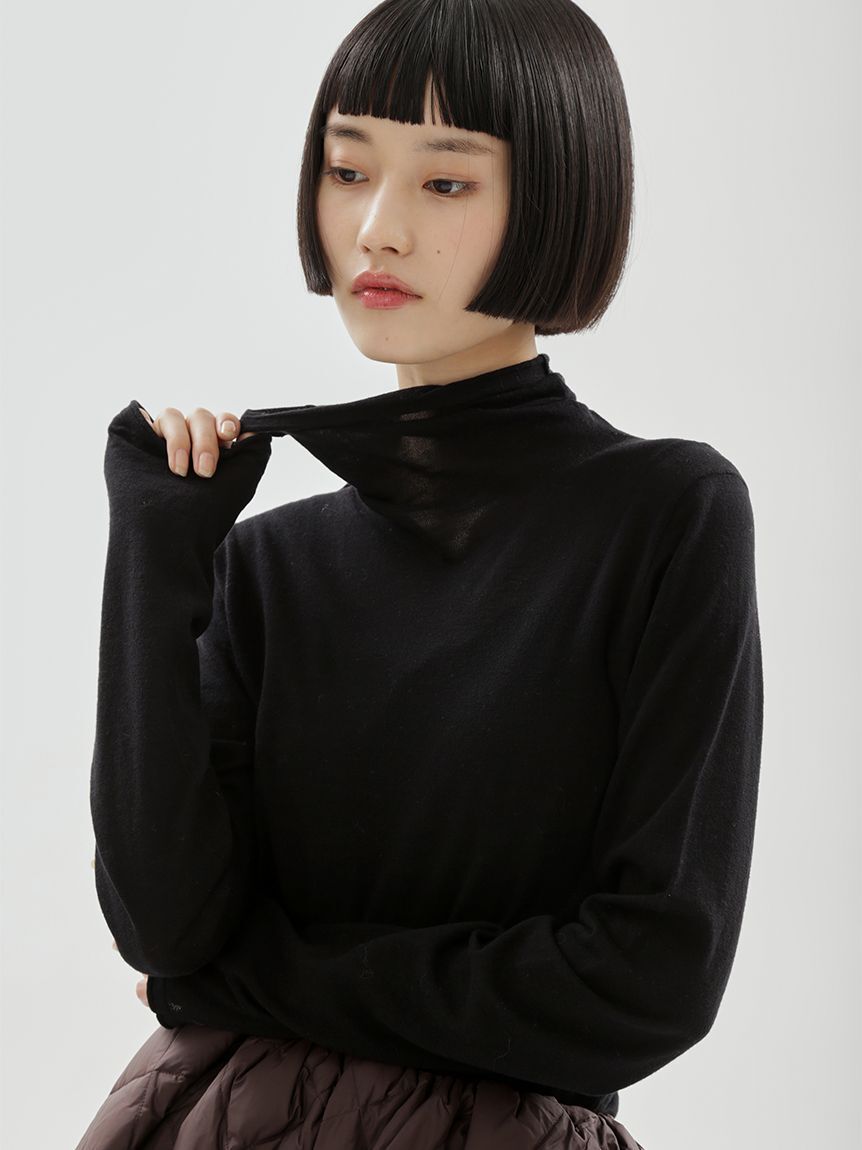 emmi atelier「オーガニックコットンハイネックニットプルオーバー」|ニット・セーター|