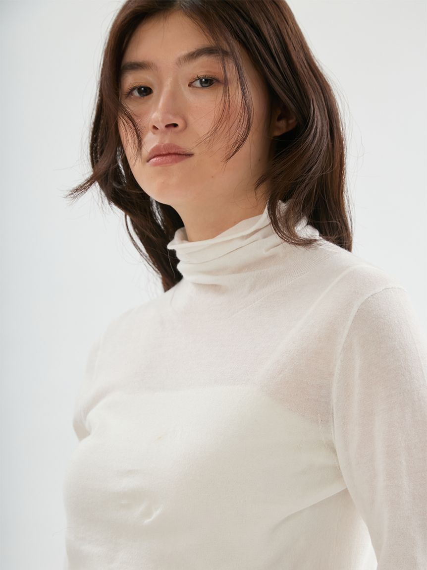 emmi atelier「オーガニックコットンハイネックニットプルオーバー」|ニット・セーター|