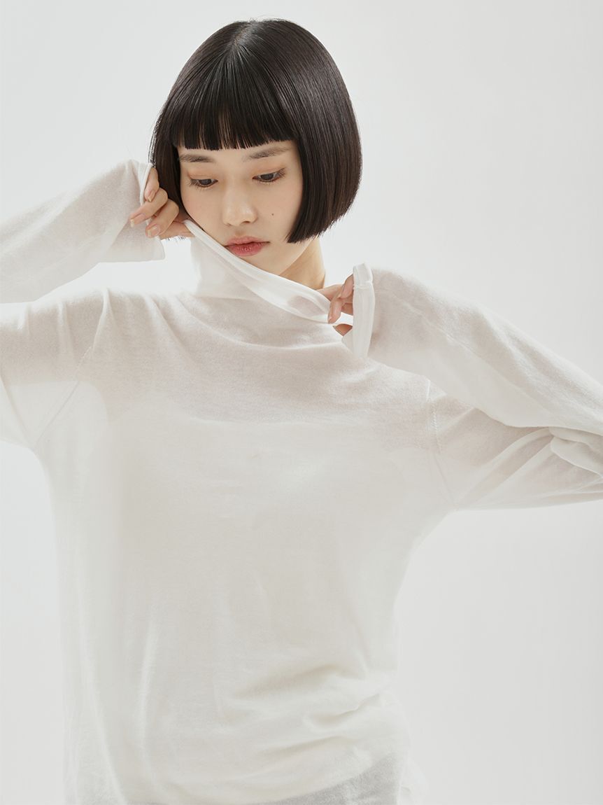 emmi atelier「オーガニックコットンハイネックニットプルオーバー」|ニット・セーター|