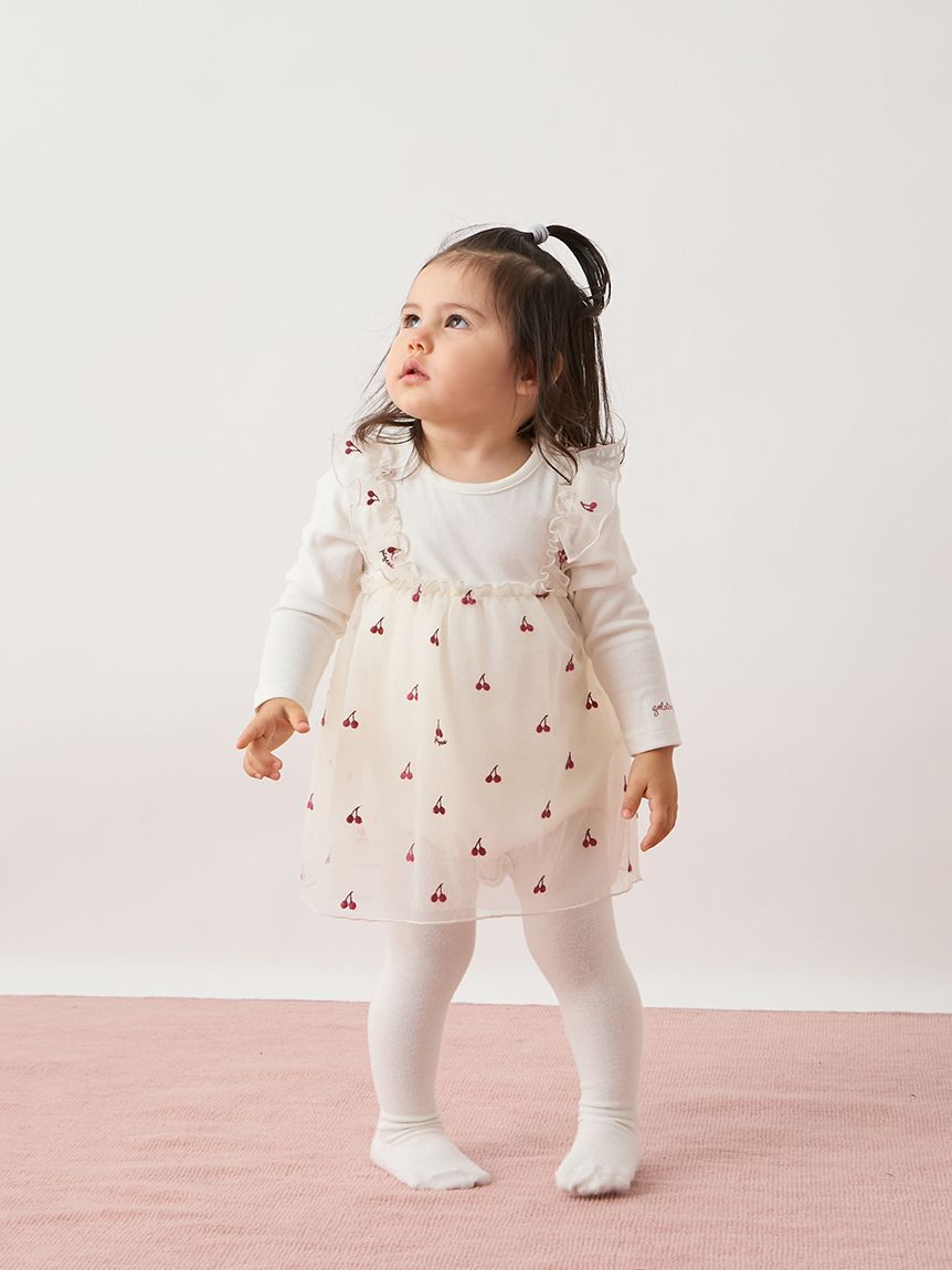 GELATO PIQUE KIDS & BABY「【BABY】チェリー柄チュールロンパース」|ロンパース|