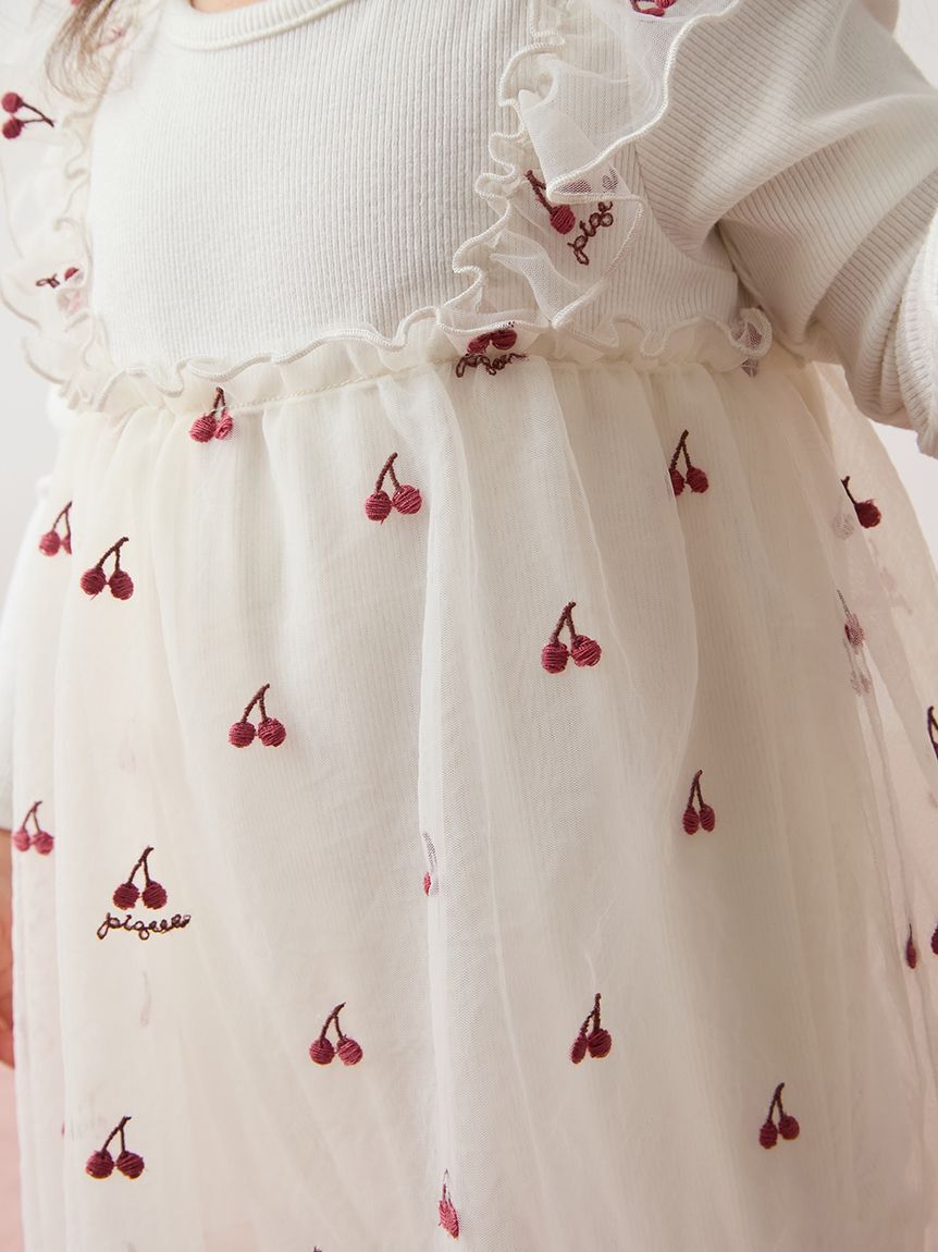 GELATO PIQUE KIDS & BABY「【BABY】チェリー柄チュールロンパース」|ロンパース|