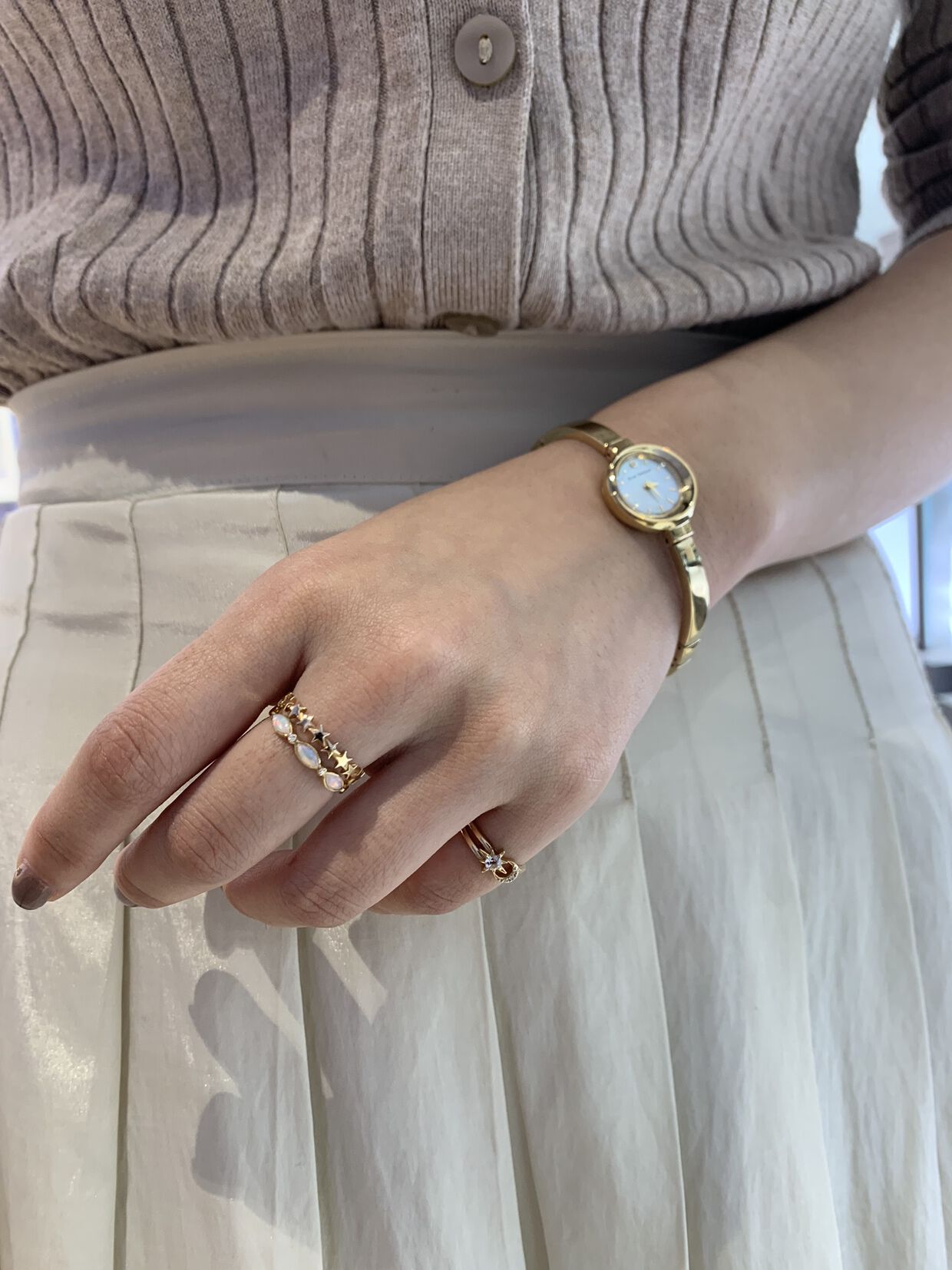 STAR JEWELRY「CROSSING STAR & MOON PINKIE RING」|リング|