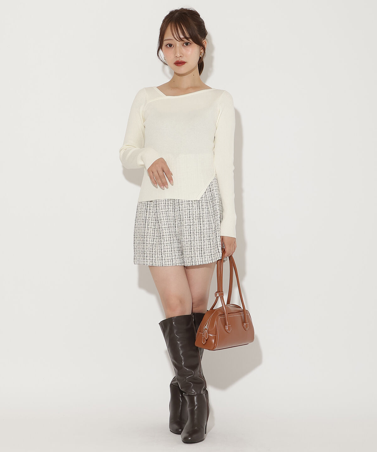 アンドクチュール「ツイードショートパンツ」|キュロット|オフ
