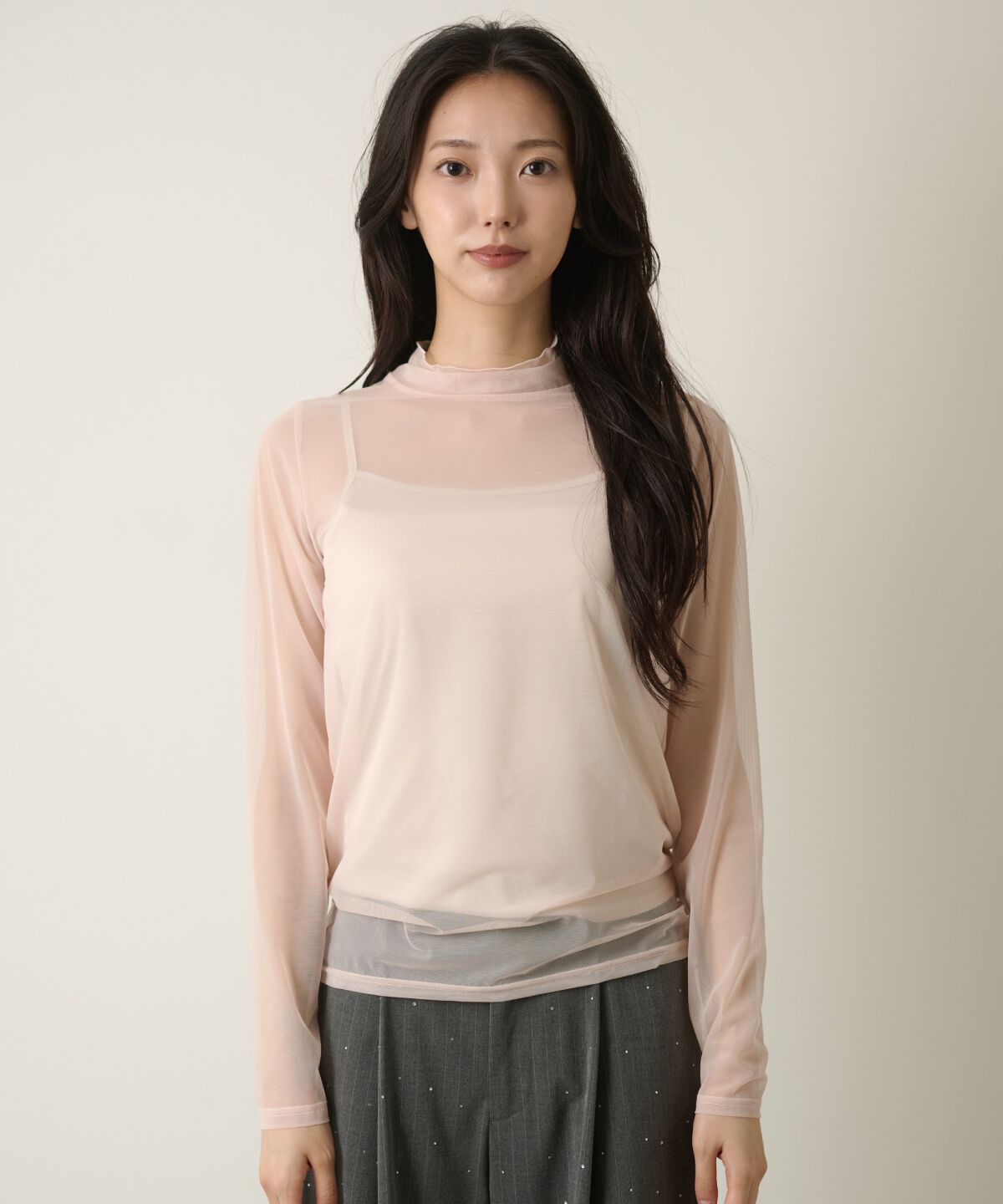 アンドクチュール「インナーキャミ付きシアートップス」|Tシャツ・カットソー|