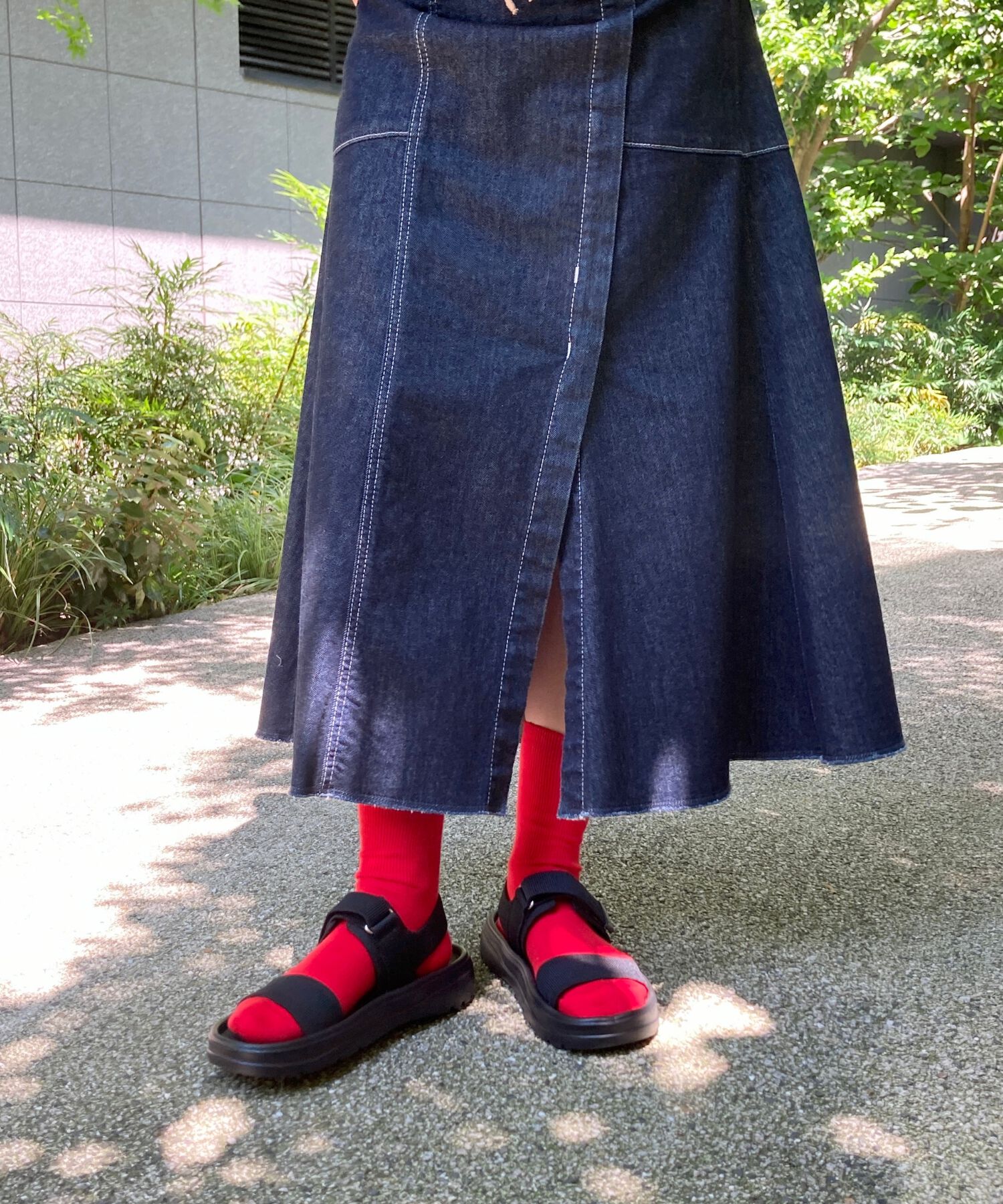 ORiental TRaffic「【Fit meサンダル】ニットダブルベルトサンダル/55208 サンダル 人気 WEB限定 ニット 軽い」|サンダル|