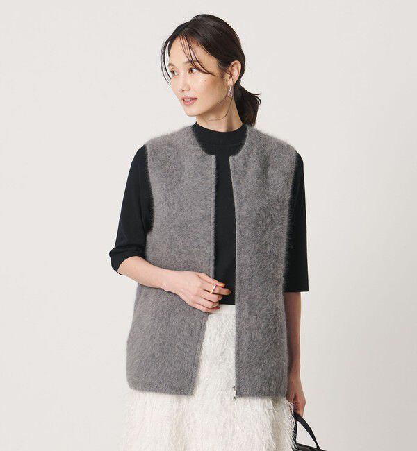 UNITED ARROWS「フォックスカシミヤ ダブルフェイス ベスト」|ベスト・ジレ|MD.GRAY