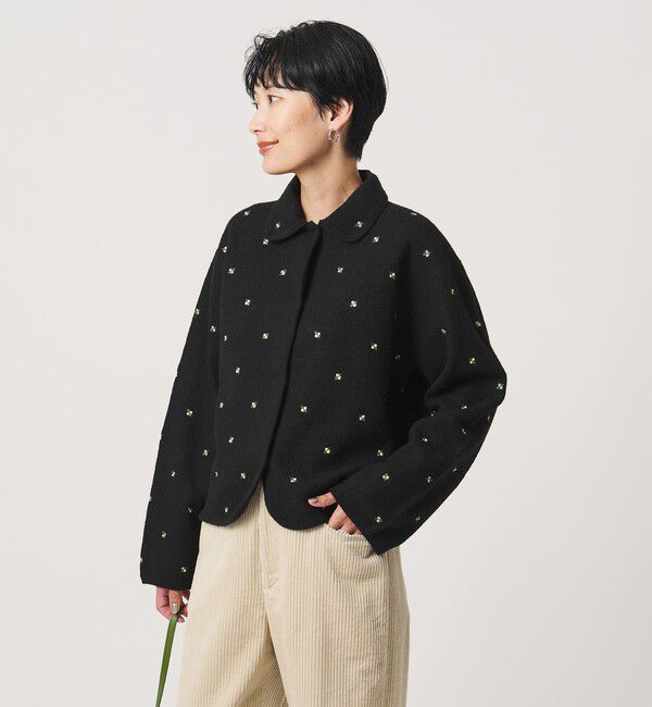 UNITED ARROWS「エンブロイダリー ニット カーディガン」|カーディガン|