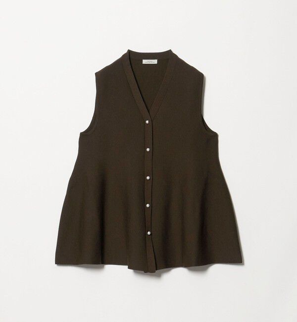 UNITED ARROWS green label relaxing「フェイクパールボタン ペプラム ニット ジレ ウォッシャブル」|ベスト・ジレ|DK.BROWN