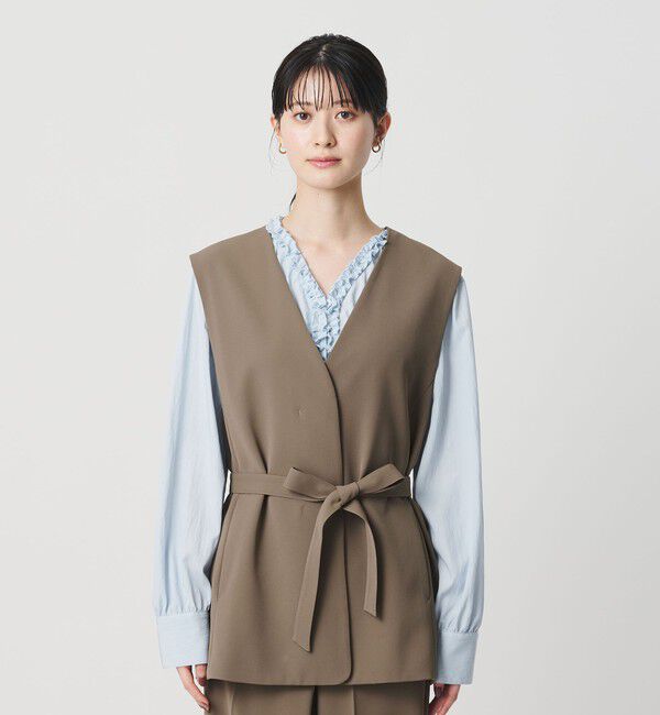 BEAUTY&YOUTH UNITED ARROWS「【WEB限定 Wardrobe DAILY MINIMAL】ダブルクロス リボンベルトジレ ウォッシャブル」|ベスト・ジレ|