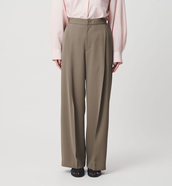 BEAUTY&YOUTH UNITED ARROWS「【WEB限定 Wardrobe DAILY MINIMAL】ダブルクロス タックワイドストレートパンツ ウォッシャブル」|スラックス|