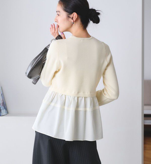 BEAUTY&YOUTH UNITED ARROWS「【WEB限定 Wardrobe DAILY MINIMAL】レイヤードフレアニットプルオーバー ウォッシャブル」|ニット・セーター|