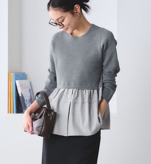 BEAUTY&YOUTH UNITED ARROWS「【WEB限定 Wardrobe DAILY MINIMAL】レイヤードフレアニットプルオーバー ウォッシャブル」|ニット・セーター|