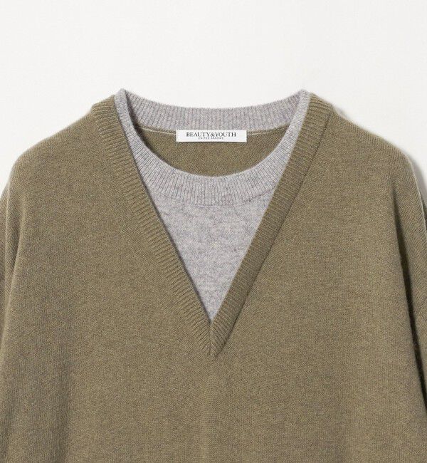BEAUTY&YOUTH UNITED ARROWS「ウールカシミヤ ２トーン レイヤード ニットプルオーバー」|ニット・セーター|