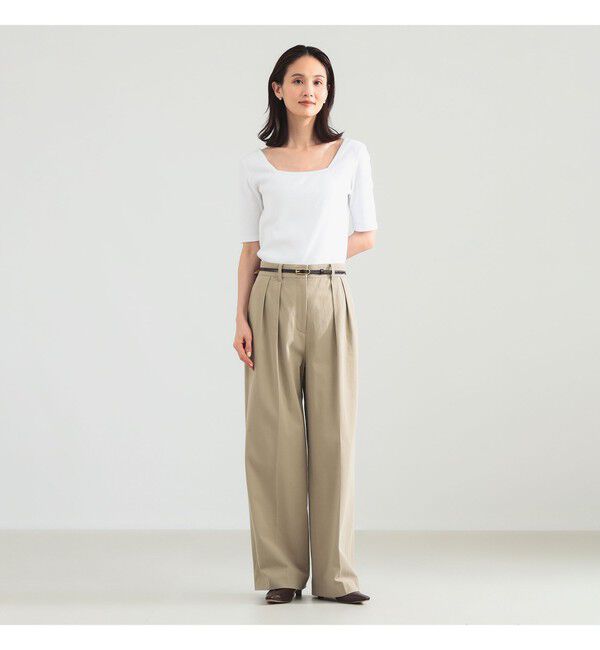 BEAMS SELECTION for WOMEN「【別注】スタイリスト佐藤佳菜子 &times; SLOANE / スクエアネック リブ Tシャツ」|Tシャツ・カットソー|