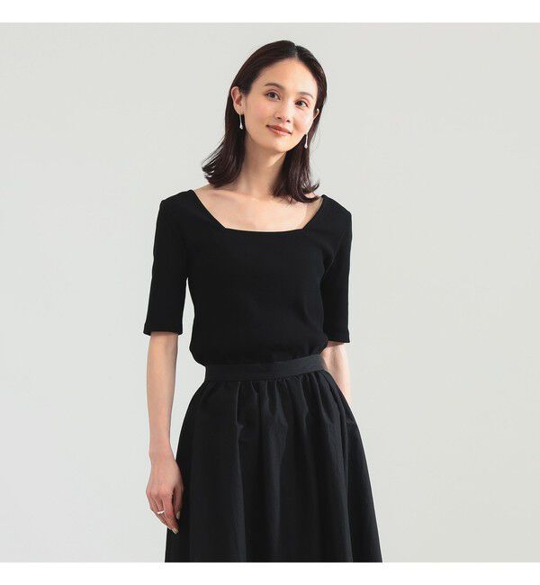 BEAMS SELECTION for WOMEN「【別注】スタイリスト佐藤佳菜子 &times; SLOANE / スクエアネック リブ Tシャツ」|Tシャツ・カットソー|