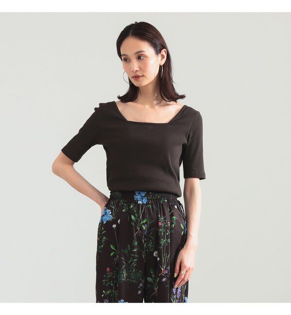 BEAMS SELECTION for WOMEN「【別注】スタイリスト佐藤佳菜子 &times; SLOANE / スクエアネック リブ Tシャツ」|Tシャツ・カットソー|