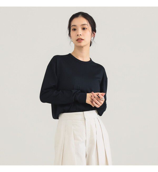 BEAMS SELECTION for WOMEN「【別注】SLOANE / ウール クルーネック ロングスリーブ プルオーバー」|Tシャツ・カットソー|BLACK