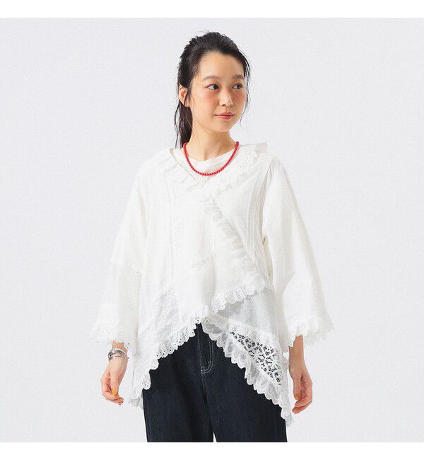 BEAMS SELECTION for WOMEN「【別注】TORI-TO / パッチワーク プルオーバー」|シャツ・ブラウス|WHITE