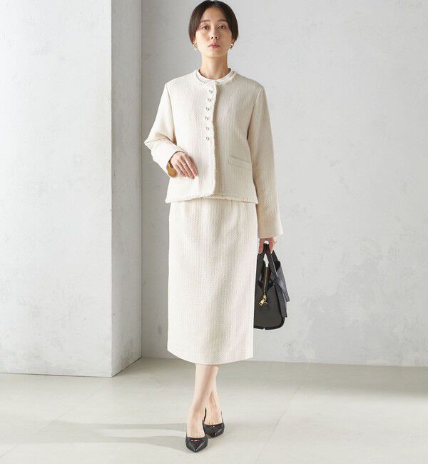 SHIPS for women「〈セレモニー対応可〉スラブ ツイード ノーカラー ジャケット（セットアップ対応）」|ノーカラージャケット|