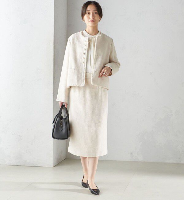 SHIPS for women「〈セレモニー対応可〉スラブ ツイード ノーカラー ジャケット（セットアップ対応）」|ノーカラージャケット|