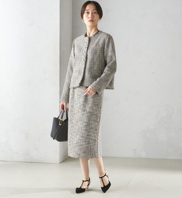 SHIPS for women「〈セレモニー対応可〉スラブ ツイード ノーカラー ジャケット（セットアップ対応）」|ノーカラージャケット|