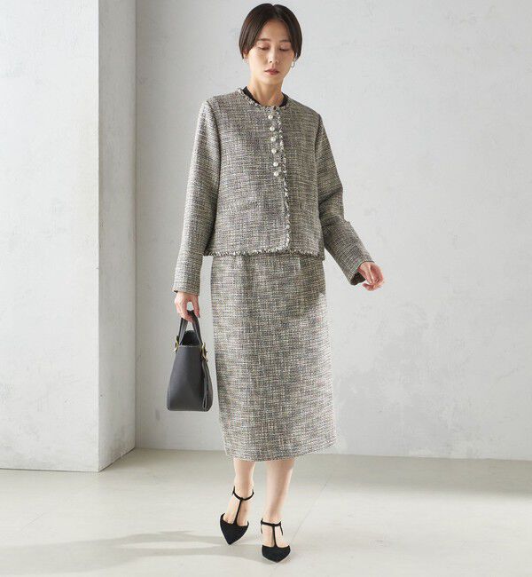 SHIPS for women「〈セレモニー対応可〉スラブ ツイード ノーカラー ジャケット（セットアップ対応）」|ノーカラージャケット|