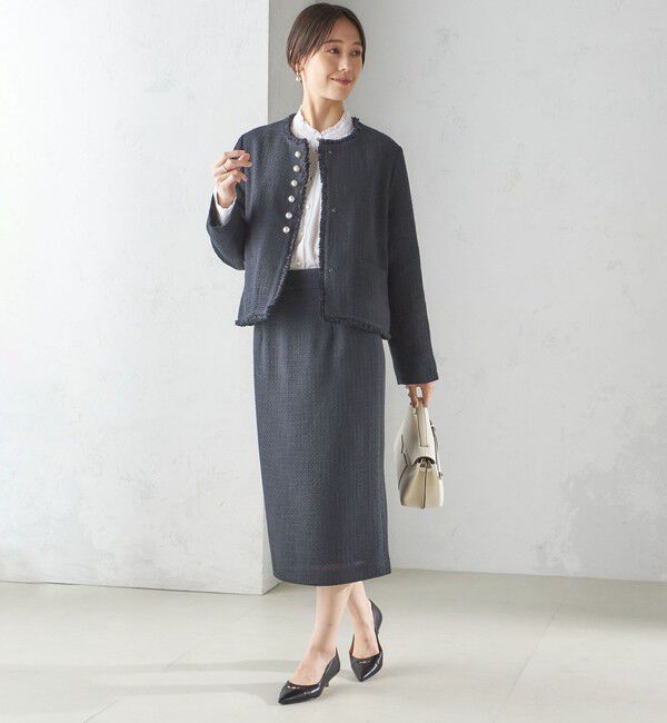 SHIPS for women「〈セレモニー対応可〉スラブ ツイード ノーカラー ジャケット（セットアップ対応）」|ノーカラージャケット|