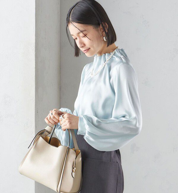 SHIPS for women「【一部WEB限定】〈手洗い可能〉ヴィンテージ サテン ネック ギャザー ブラウス」|シャツ・ブラウス|