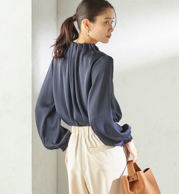 SHIPS for women「【一部WEB限定】〈手洗い可能〉ヴィンテージ サテン ネック ギャザー ブラウス」|シャツ・ブラウス|