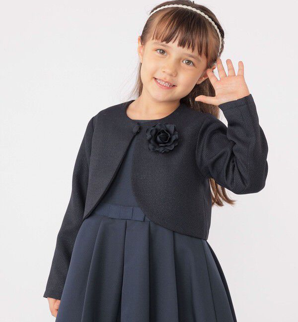 SHIPS KIDS「SHIPS KIDS:110～130cm / セレモニー ボレロジャケット コサージュ付き」|ボレロ|ネイビー