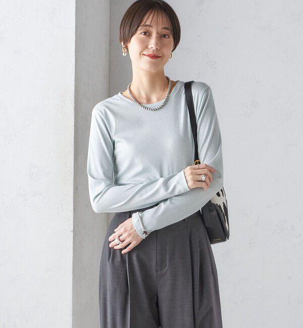 SHIPS for women「〈洗濯機可能〉シャイニー ストレッチ クルーネック カットソー」|Tシャツ・カットソー|