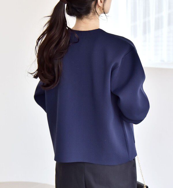 quaranciel「《一部追加予約》〈手洗い可能〉ノーカラー ポケット ニット ジャケット」|ノーカラージャケット|