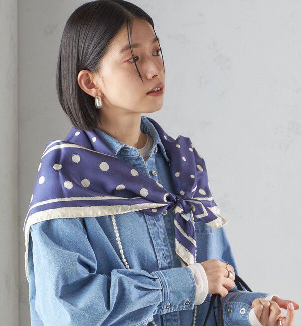 SHIPS for women「【SHIPS別注】manipuri:エンブレム スカーフ 88&times;88」|バンダナ・スカーフ|