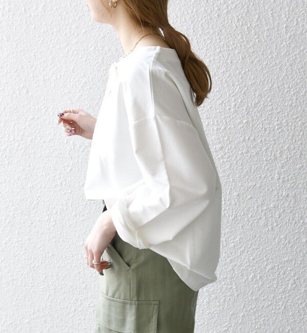 SHIPS any「〈洗濯機可能〉インレイ レースアップ ロングスリーブ プルオーバー」|Tシャツ・カットソー|