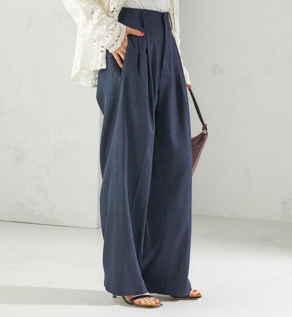 SHIPS for women「〈手洗い可能〉デニムライク 2タック ワイド パンツ」|その他|