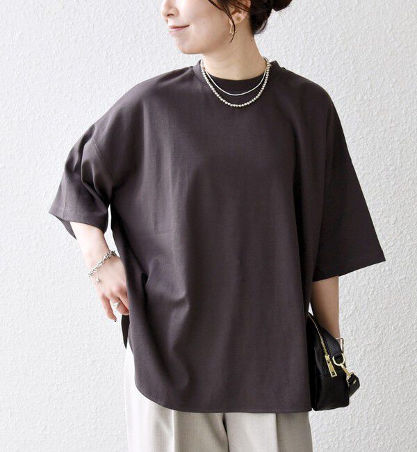 SHIPS any「〈接触冷感/汗染み防止加工/洗濯機可能〉ラウンドヘム クルー ビッグ TEE」|Tシャツ・カットソー|