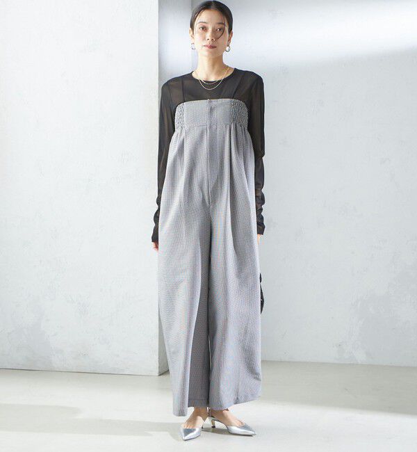 SHIPS for women「【SHIPS別注】APUPIL:〈洗濯機可能〉ギンガム チェック ベアトップ オールインワン」|オールインワン|