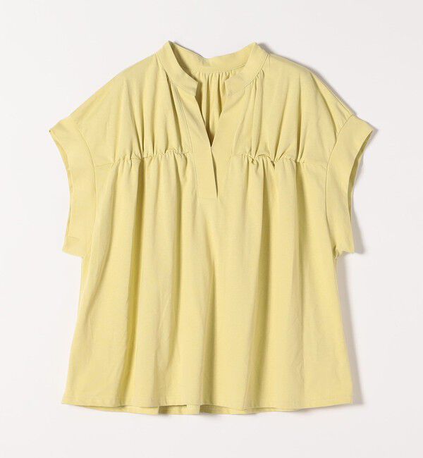 quaranciel「quaranciel:〈手洗い可能〉ギャザー スキッパー バンドカラー プルオーバー」|Tシャツ・カットソー|