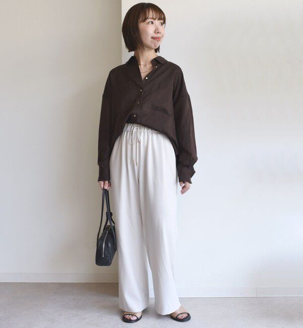 SHIPS for women「〈UVカット/防シワ加工〉梳毛調 ストレッチ ドロスト パンツ」|その他|
