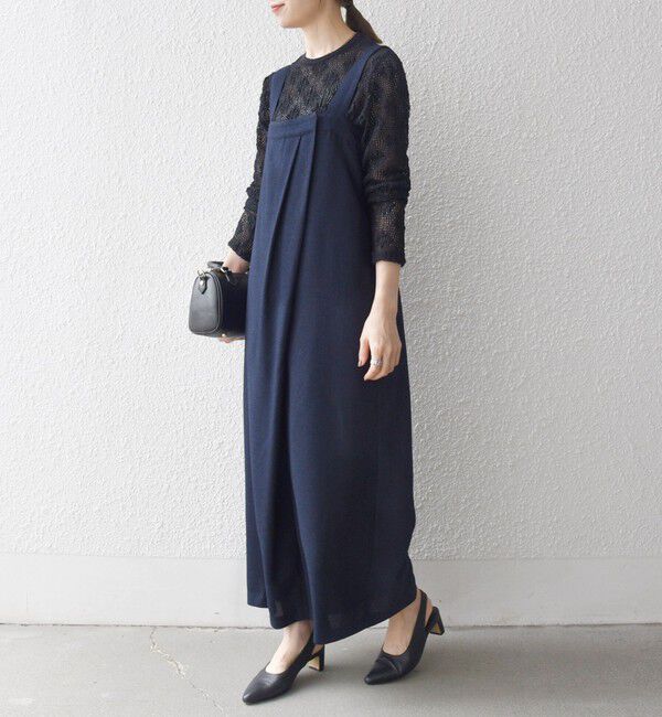 SHIPS any「SHIPS any:〈洗濯機可能〉ツイード ライク サロペット［NAVY BLUE］」|オールインワン|