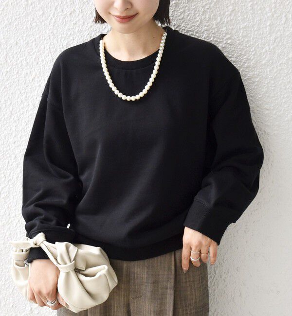 SHIPS for women「【WEB限定】〈手洗い可能〉パール調 ネックレス チャーム 付 ドルマン スウェット」|スウェット・ジャージ|