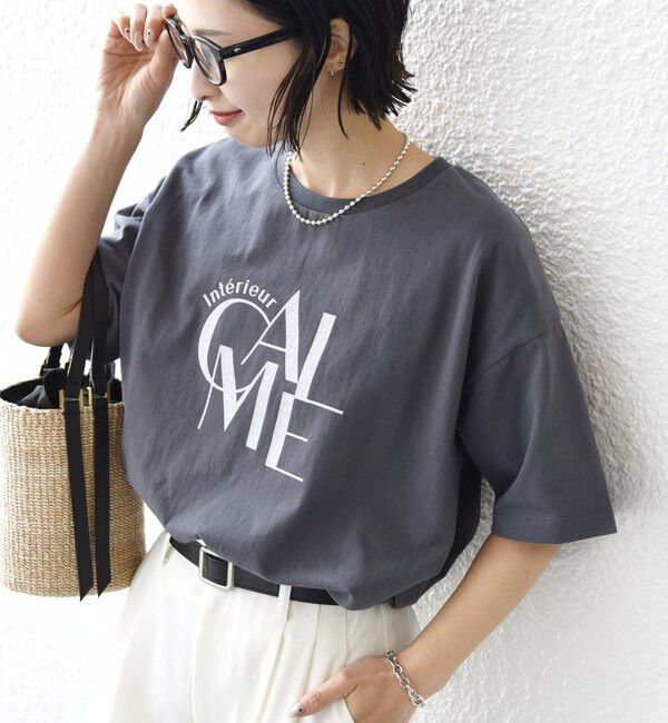SHIPS for women「【SHIPS別注】81BRANCA: 5分袖 ロゴ TEE」|Tシャツ・カットソー|