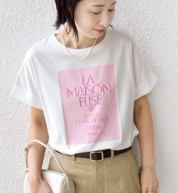 SHIPS for women「【WEB限定】オーガニック コットン ロゴ フレンチスリーブ TEE」|Tシャツ・カットソー|