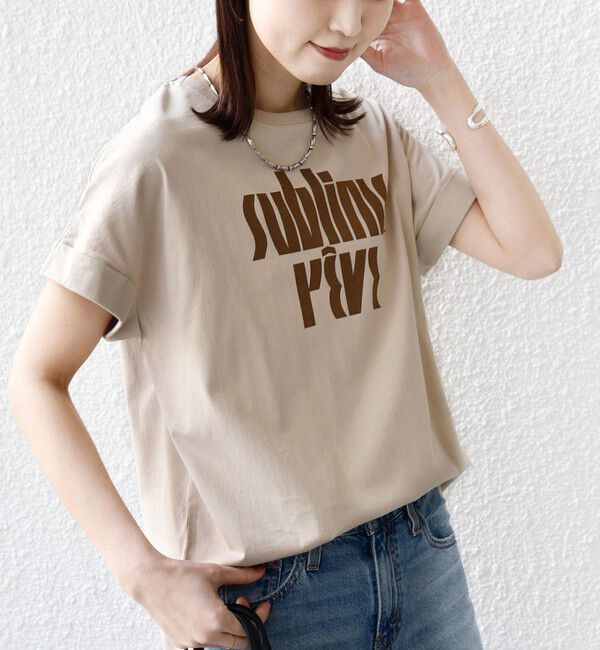 SHIPS for women「【WEB限定】オーガニック コットン ロゴ フレンチスリーブ TEE」|Tシャツ・カットソー|