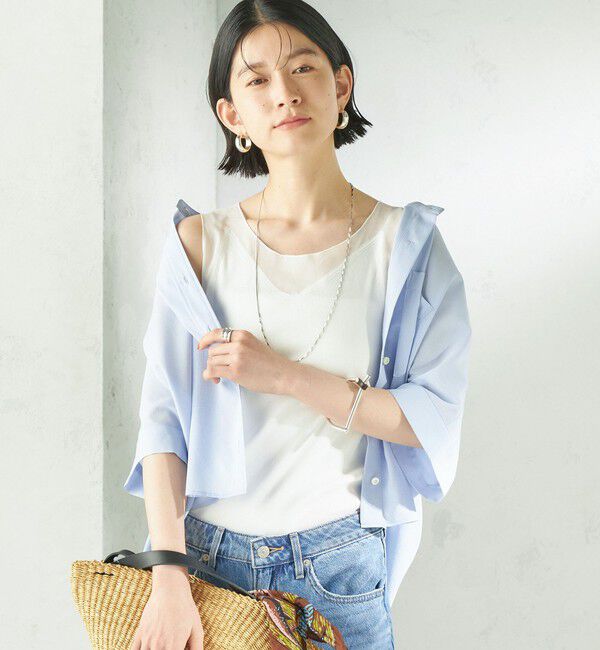 SHIPS for women「〈手洗い可能〉布帛 ドッキング ベア テレコ タンクトップ」|タンクトップ|